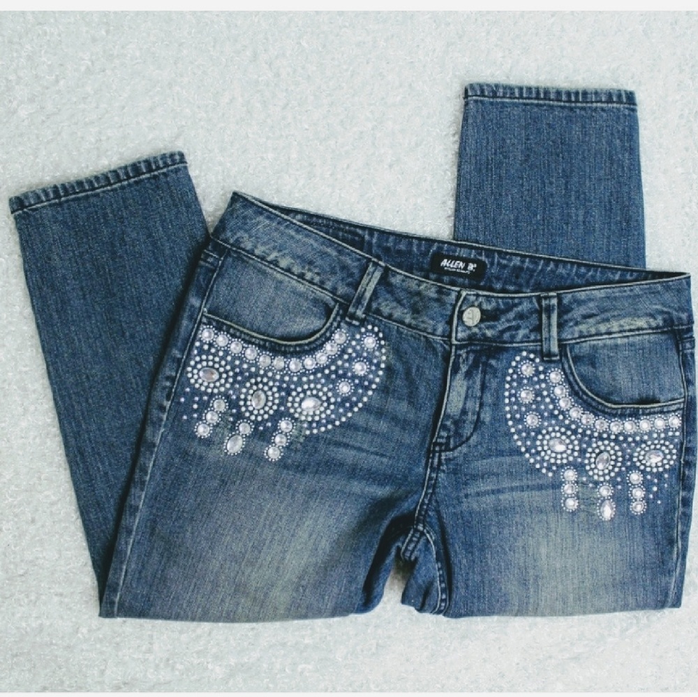 Allen B. Blingy Embellished Crop Jeans